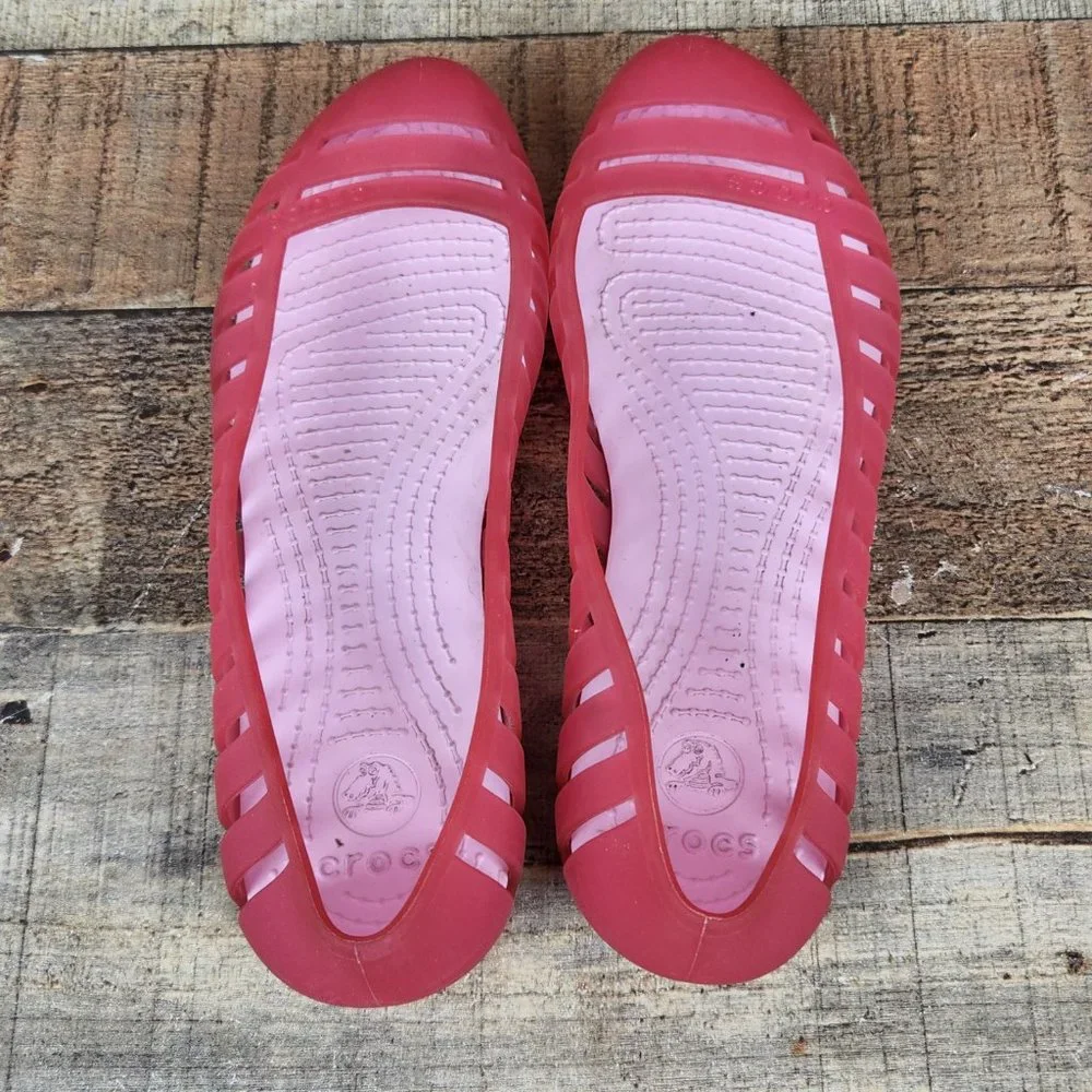 Crocs Adrina II Jelly Flat Women 5 Pink Slip On Sandal Cutout Design Waterproof - Picture 6 of 9